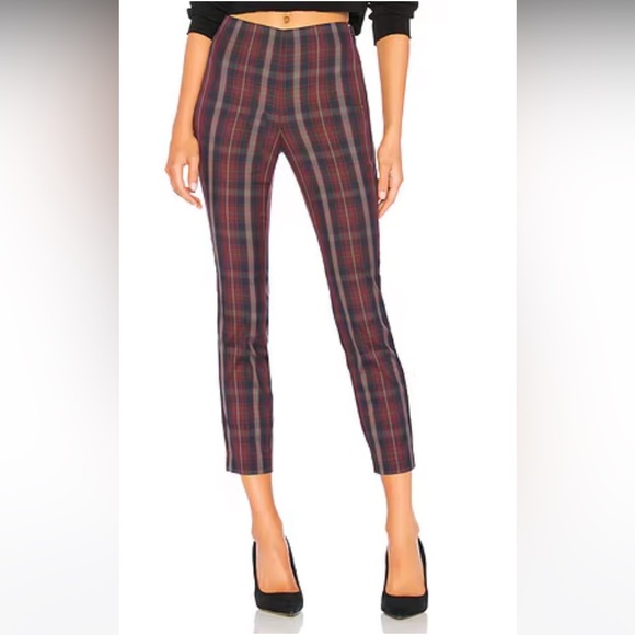 rag & bone Pants - Rag & Bone NWT Simone With Yoke Burgundy Plaid Cropped Pants